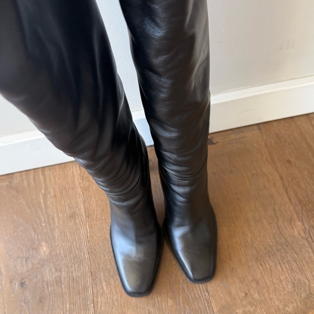 Tamara Mellon Black Leather Over the Knee Boots- size 38 - Picture 7 of 12